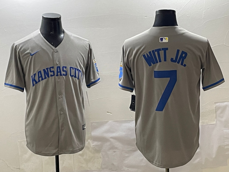 Men's Kansas City Royals Bobby Witt Jr. #7 Gray Limited Jersey Men's Kansas City Royals Bobby Witt Jr. #7 Gray Limited Jersey
